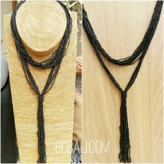 multiple strand beads black necklaces double wrist